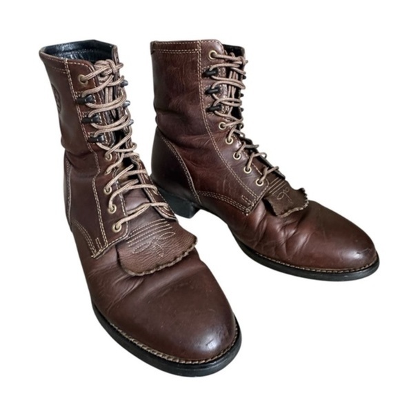 ARIAT HERITAGE LACER BURNISHED PLUM BROWNLEATHER BOOTS SIZE 8.5